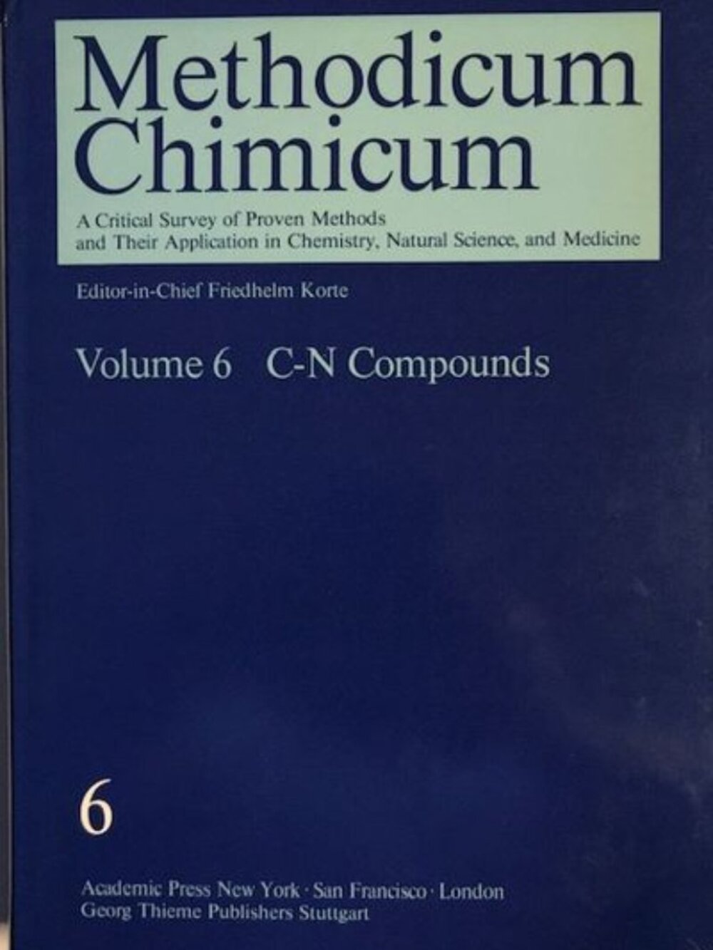 Methodicum Chimicum, Volume 6: C–N Compounds (ISBN 9780124607064)